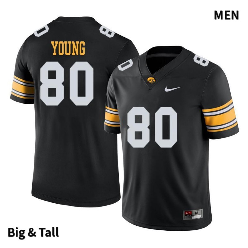 Men's Iowa Hawkeyes NCAA #80 Devonte Young Black Authentic Nike Big & Tall Alumni Stitched College Football Jersey WI34O15FC